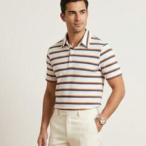 MR TURK Striped Polo Shirt Rainbow embroidered size Small Made in USA